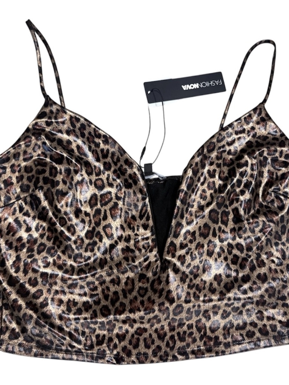 High-Waist Wide-Leg Leopard Print Pants Set Brown/Black Combo XL - Picture 5 of 7